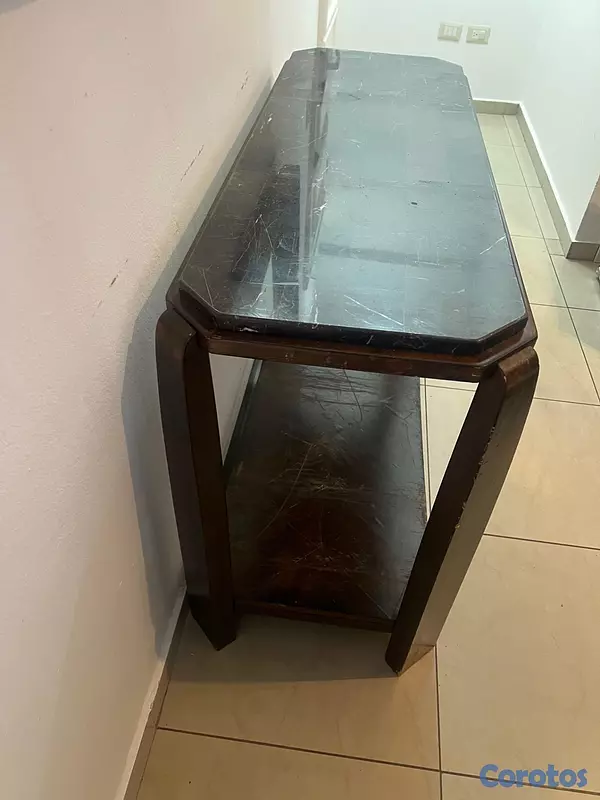 muebles y colchones - Mueble Mesa de Marmol Negro y Madera 2