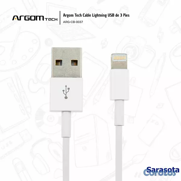 accesorios para electronica - Argom Tech Cable Lightning USB ARG-CB-0037 2