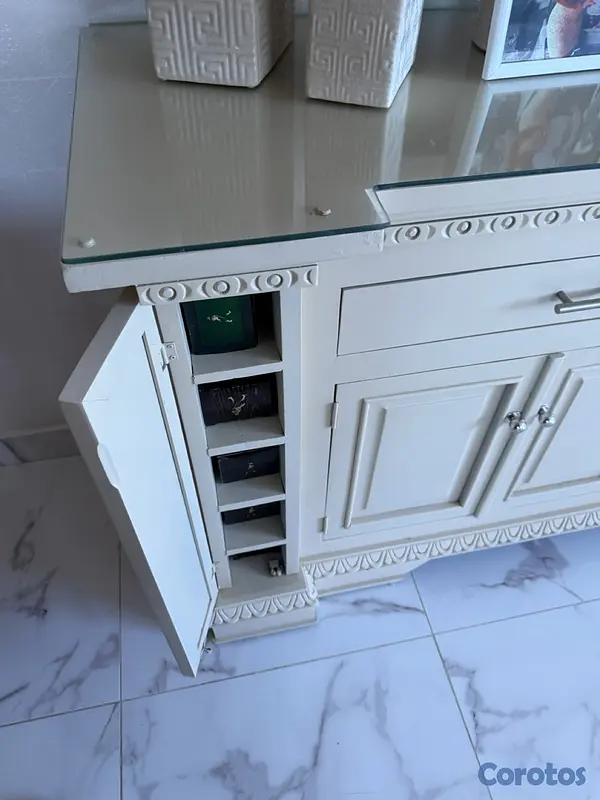 decoración y accesorios - credenza en caoba laqueada de veige o crema 3