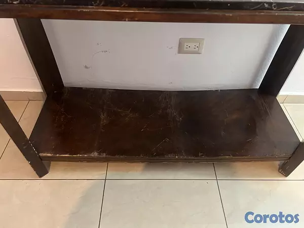 muebles y colchones - Mueble Mesa de Marmol Negro y Madera 3