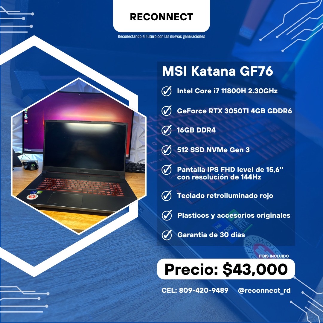 computadoras y laptops - MSI Katana GF76 11UD 3050TI