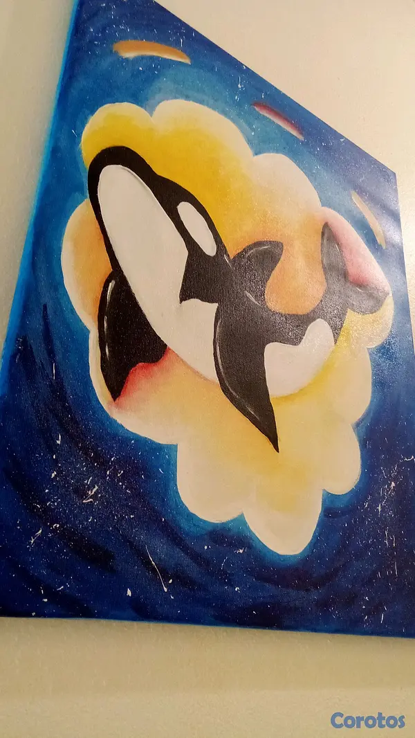 arte y antigüedades - Cuadro infantil de Orca hecho a mano 🧑‍🎨 3