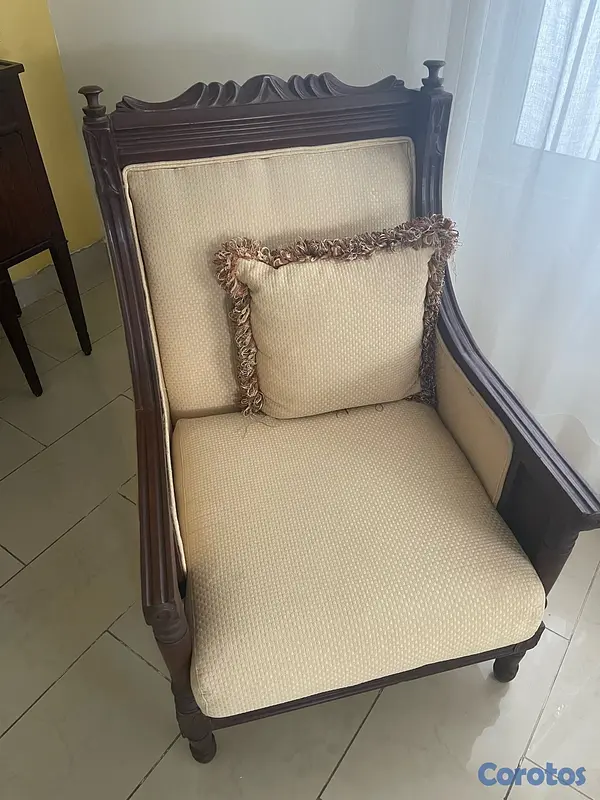 muebles y colchones - Juego de Sala Clásico Elegante en Madera 6