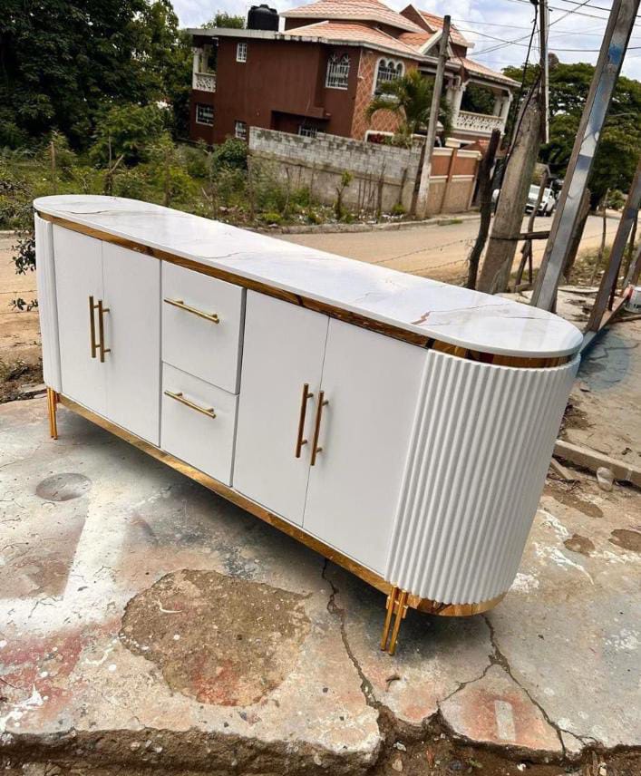muebles y colchones - Credenza moderna planteada y dorada  0