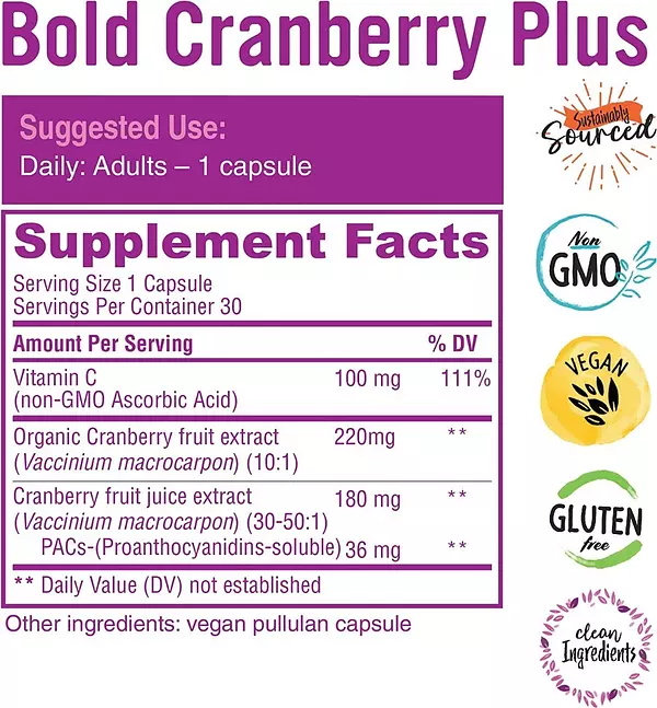 Salud y Equipamiento Médico - Cranberry 30 Cap Bold Botanica 2