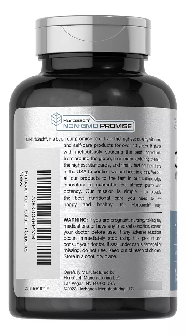 Salud y Equipamiento Médico - Coral Calcio + Magnesio 1500mg 150cap Horbaach 3