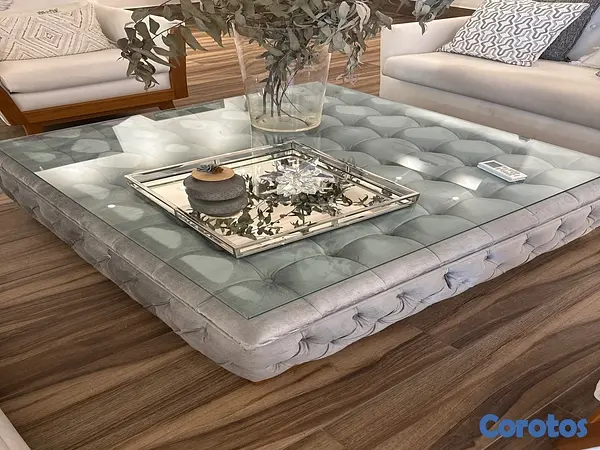 muebles y colchones - Mesa de centro en tela y Cristal 3