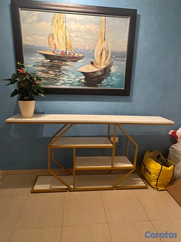 muebles y colchones - repisa consola moderna, tope de cuarzo, estructura 2