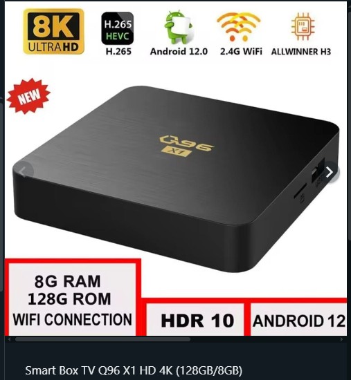 accesorios para electronica - Smart Box TV Q96 X1 – 4K | 128GB ROM | 8GB RAM