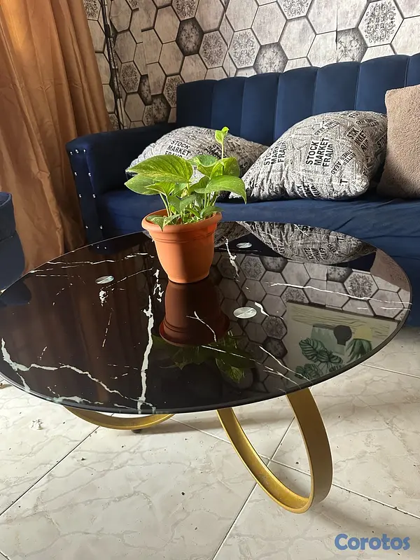muebles y colchones - mesa de centro redonda de mármol  5