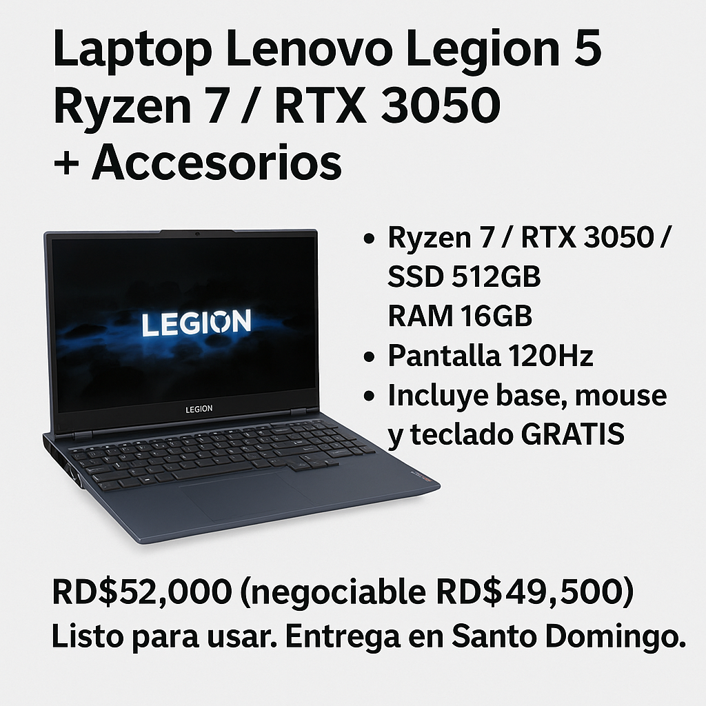 computadoras y laptops - Laptop Lenovo Legion 5 – Gaming & Alto Rendimiento 0