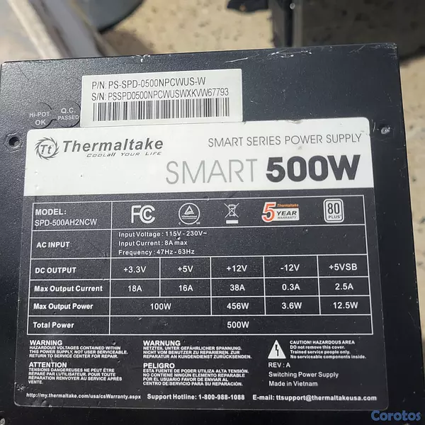 computadoras y laptops - se vende fuente de poder de 500W y placa madre A320M-S2H  4