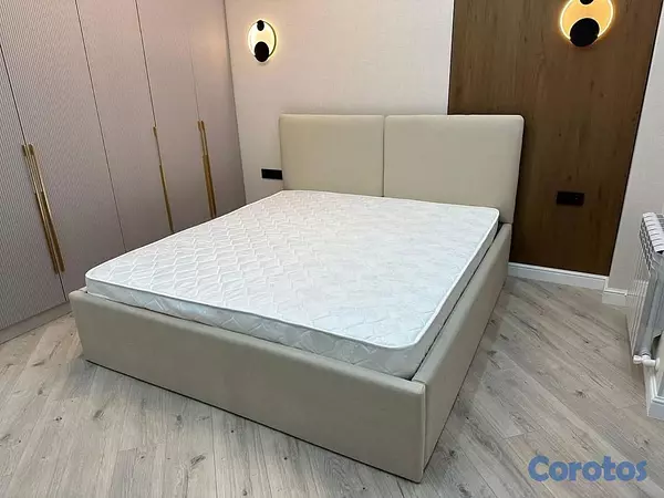 muebles y colchones - Cama tapizada color Gris+ Colchon. Nueva 3