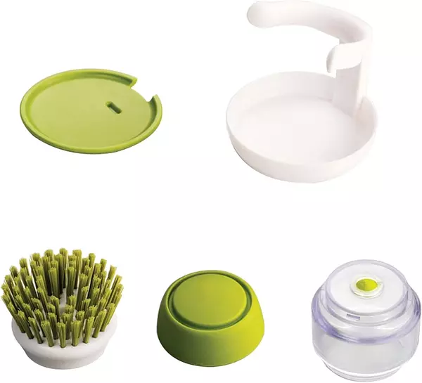 cocina - Cepillo para lavar platos con dispensador de jabón. 5
