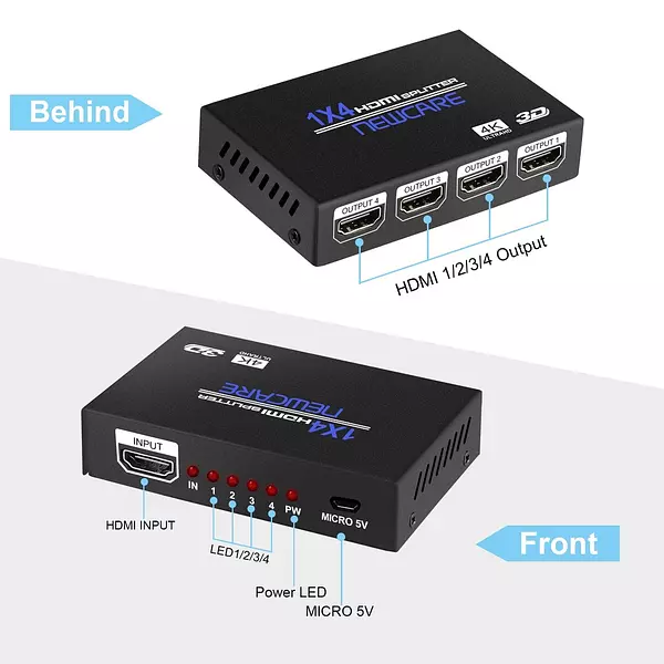 accesorios para electronica -  4K 1080P 3D Mini 4 puertos HDMI Splitter Switcher 1 entrada 4 salidas 2