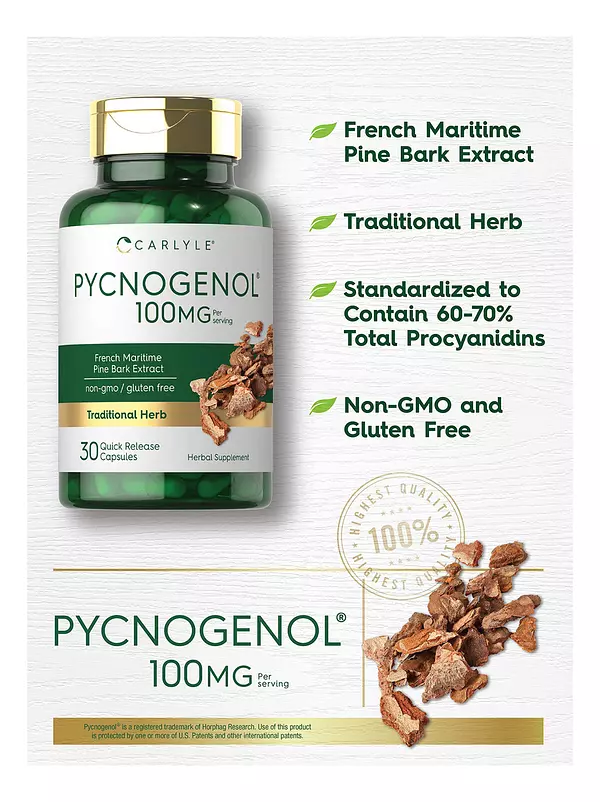 Salud y Equipamiento Médico - Pycnogenol 100 Mg | 30 Capsulas/carlyle 3