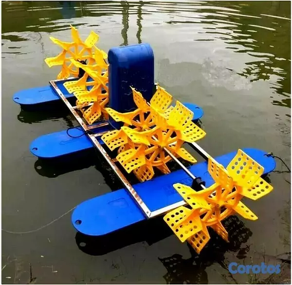 equipos profesionales - Bomba aireador flotante Rueda Splash blower de estanques de peces piscicultura 3