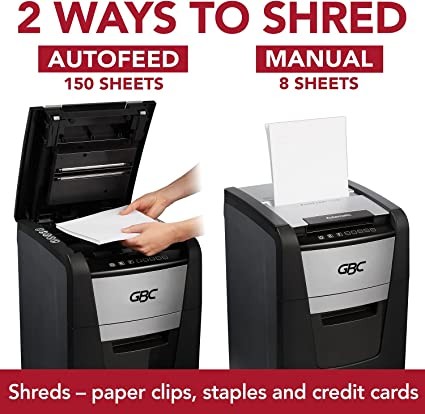 computadoras y laptops - trituradora de papel,GBC alimentación automática, capacidad de 150 hojas