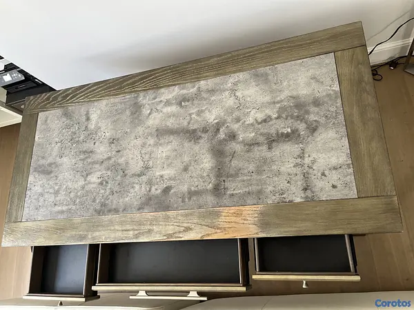 muebles y colchones - Vendo hermoso escritorio de madera con piedra. 6