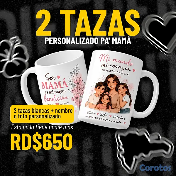 decoración y accesorios - 2 tazas personalizadas Día de las Madres  1