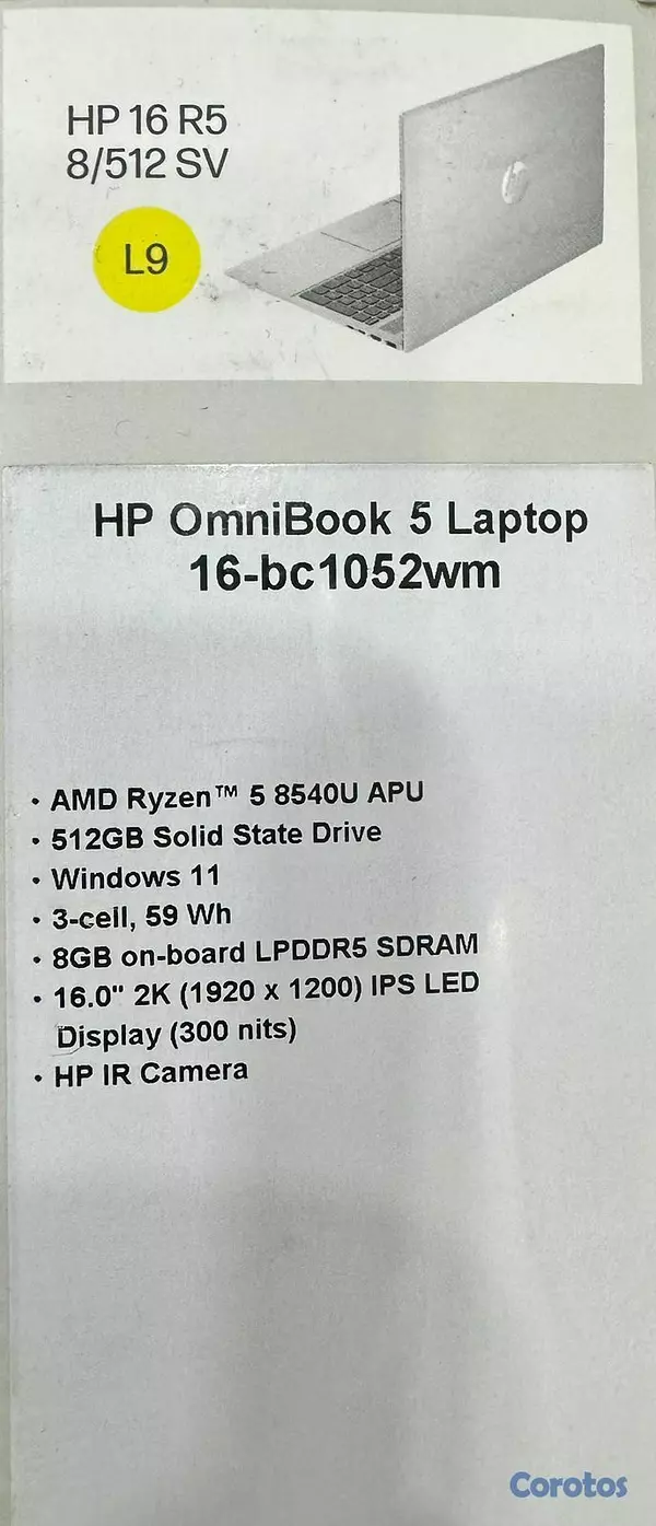 computadoras y laptops - LAPTOP HP 16 INCH RYZEN 5 512GB SSD + 8GB RAM NUEV 2