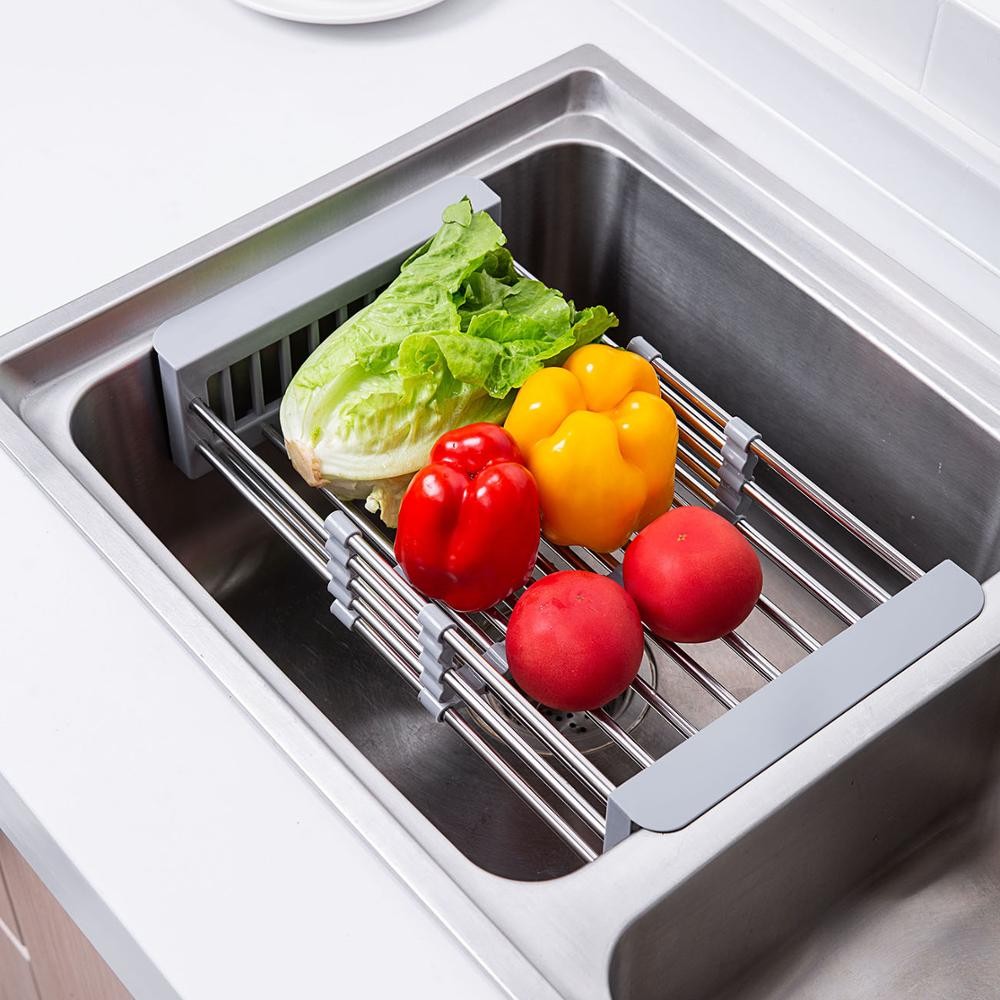 cocina - Escurridor retráctil fregadero de cocina, ajustable, acero inoxidable lavaplatos 2