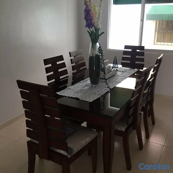 decoración y accesorios - Comedor rectangular de caoba americana de 6 sillas 2