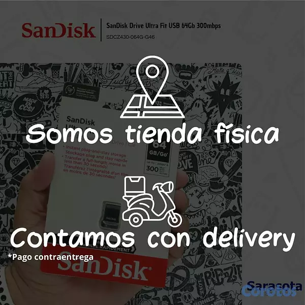 accesorios para electronica - SanDisk Pendrive Ultra Drive Fit USB 64Gb (300 MB/ 3