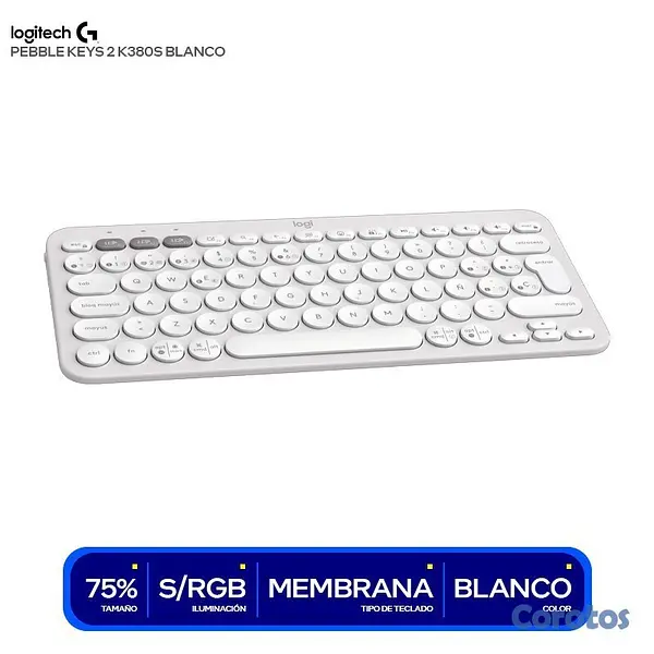 computadoras y laptops - TECLADO  BLANCO LOGITECH PEBBLE KEYS 2 K380S WIREL 2