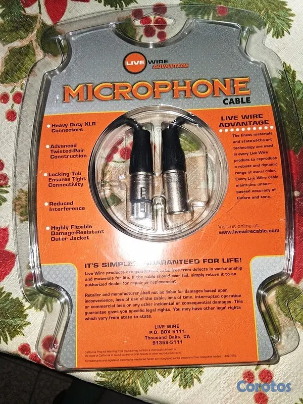accesorios para electronica - Cable para Micrófono XLR LiveWire Advantage (15 Pi 2