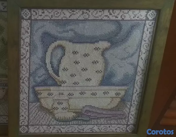 decoración y accesorios - KIT CUADROS BORDADOS EN PUNTO DE CRUZ PARA BAÑOS 3