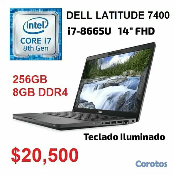 computadoras y laptops - DELL LATITUDE 7400 14 PG. FHD i7 8VA  TEC. ILUMINA 2
