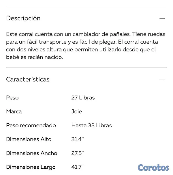 muebles - corral para bebés marca Joei 2