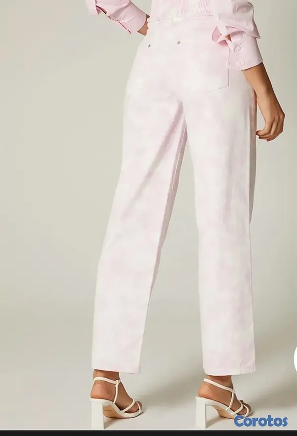 ropa para mujer - Jeans de Mujer blanco con rosado size 6, marca Colombiana Studio F 2