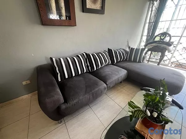 muebles y colchones - Sofá seccional Gris con Chaise y butaca gris individual 5
