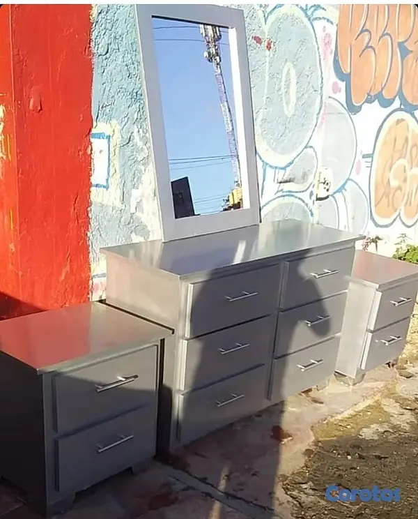 muebles y colchones - gavetero con mesita de noche  2
