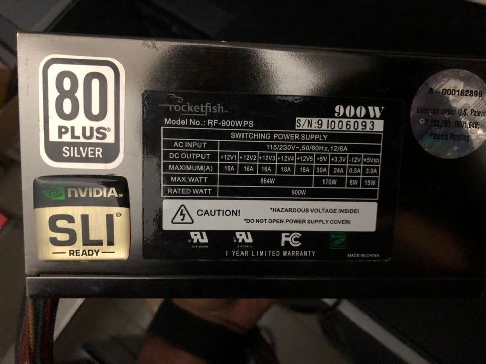 computadoras y laptops - Fuente de alimentación (Power Supply) Gamming NVIDIA SLI 900 Watts 80 PLUS Silve 0