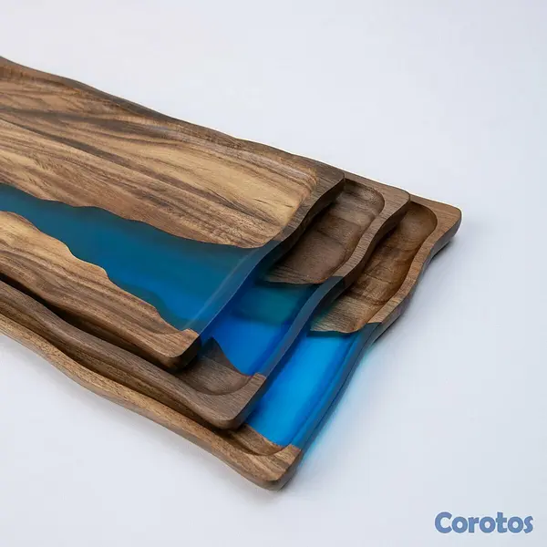 decoración y accesorios - Juego de servir 7 piezas: bandejas y platos madera 2