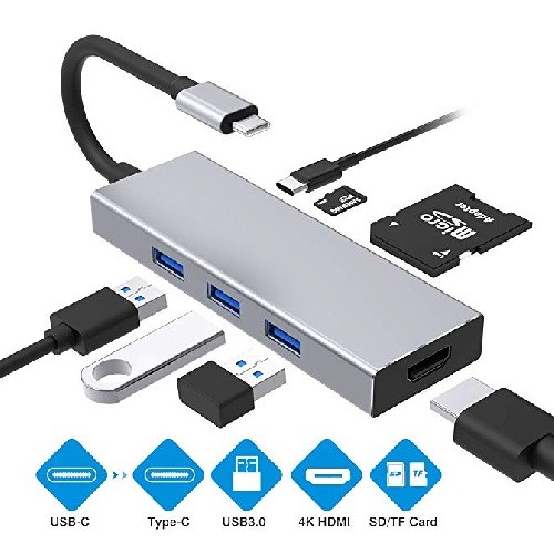 computadoras y laptops - HUB TIPO C 7 EN 1 (3 USB 3.0+MICRO SD+SD+PD)  HB1105GY
