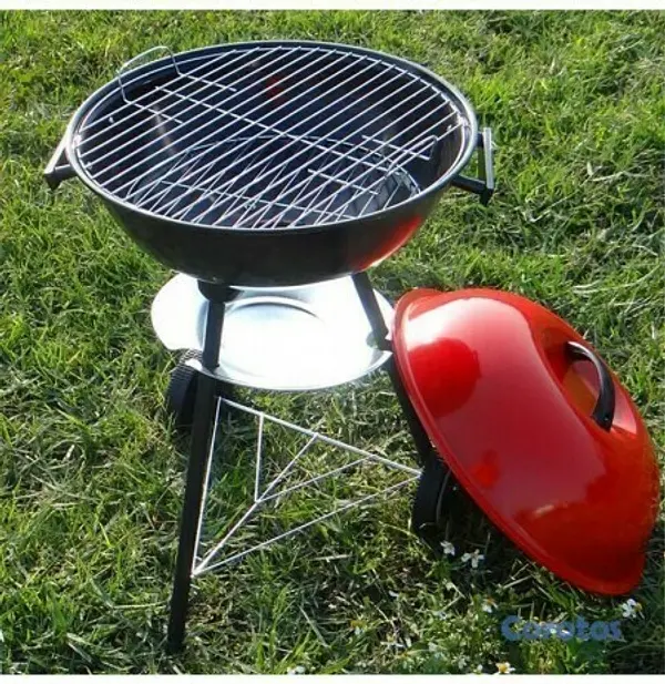 herramientas, jardines y exterior - Parrilla BBQ de carbon facil de transporte con ruedas 6