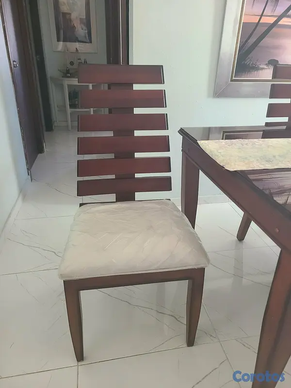 decoración y accesorios - Comedor rectangular de caoba americana de 6 sillas 7