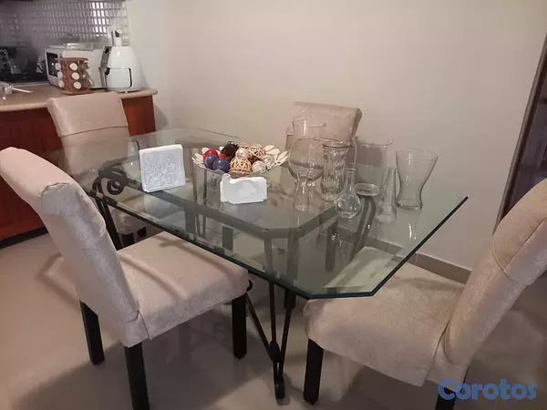 muebles y colchones - Comedor de 6 sillas mesa cristal biselado 2