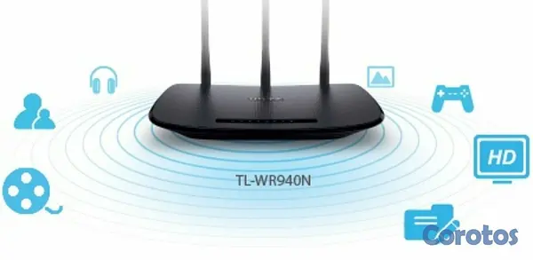 computadoras y laptops - ROUTER WIRELESS TP-LINK TL-WR940N, 2.4GHZ/450MBPS, 1 PUERTO WAN + 4 PUERTOS  WPS 3