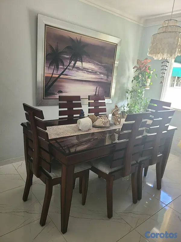 decoración y accesorios - Comedor rectangular de caoba americana de 6 sillas 8