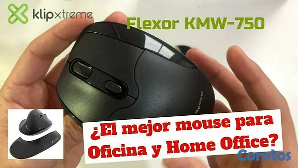 computadoras y laptops - MOUSE WIRELESS KLIPX FLEXOR, 6 BOTONES, 2.4 GHZ, SEMI VERTICAL, ADAPATDOR USB 2