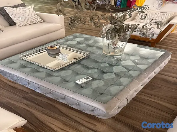 muebles y colchones - Mesa de centro en tela y Cristal 2