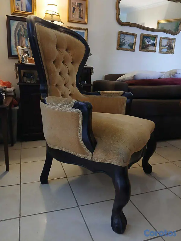 muebles y colchones - BUTACA CAOBA GRANDE ESTILO LUIS XV 2