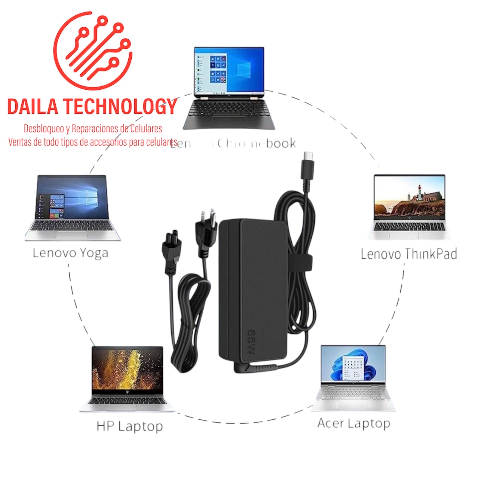 celulares y tabletas - cargador 🔌 65W Lenovo tipo c 