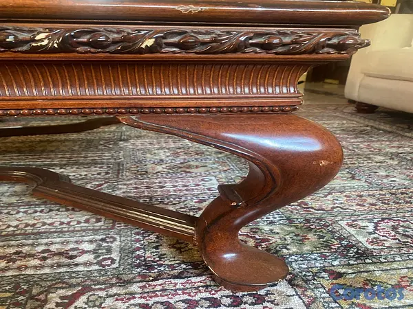 muebles y colchones - Mesa de centro madera y cristal en caoba 1