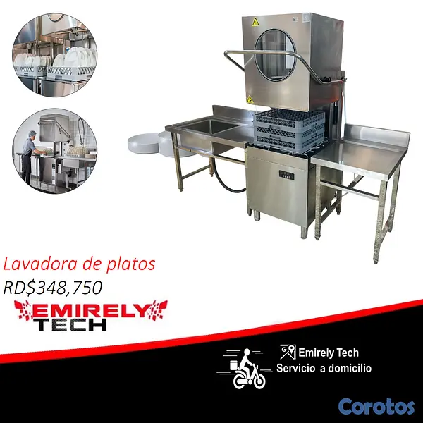 equipos profesionales - Lavadora de platos industrial con fregadero  1